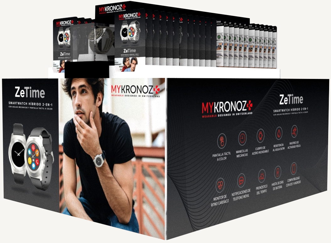 MyKronoz pallet display for ZeTime watches, with boxes along the top